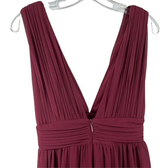 Lulus Burgundy Heavenly Hues Maxi Dress Gown Bridesmaid V Neck Slit Size Small - Picture 5 of 9